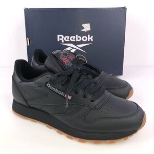 Reebok Classic Black Leather Sneaker Shoes